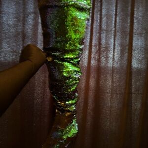 Green Sequin Over-the-Knee Boots